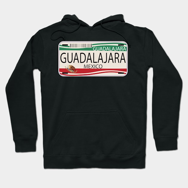 Mexican License Plate Guadalajara Mexican Flag Emblem Hoodie by Beautiful Butterflies by Anastasia